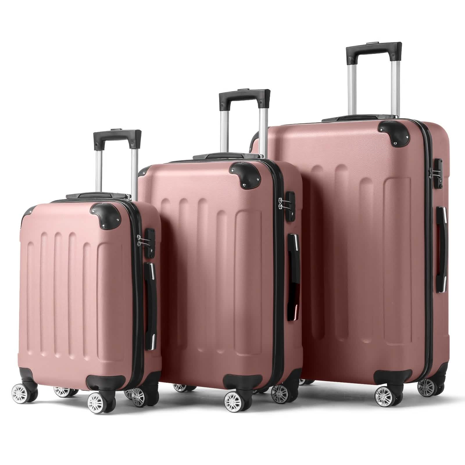 3-Piece Hard Shell Luggage Set with TSA Lock – 20/24/28 Inch 360° Spinner Wheels